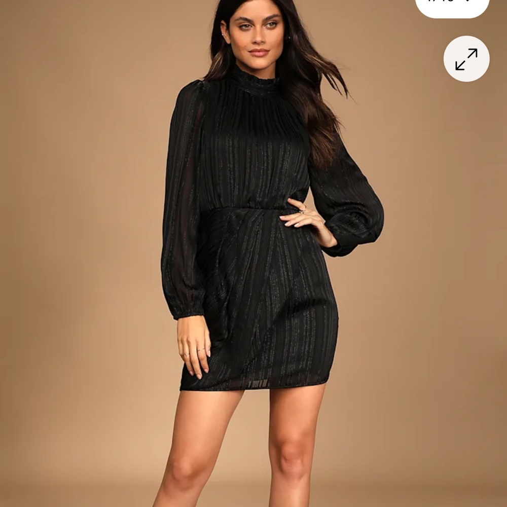 Lulu's Black Striped Long Sleeve Mini Dress